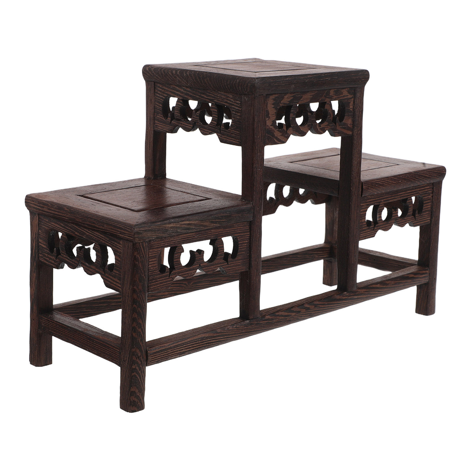 Vintage Collectible Items - Natural Wood 3 Tier Display Shelf