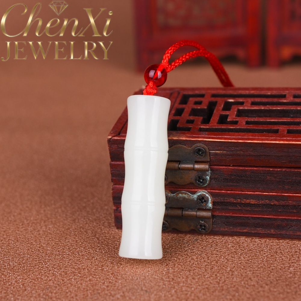 Collectible Vintage Matches - Multi-toned Hetian Pendant Exquisitely Carved Bamboo