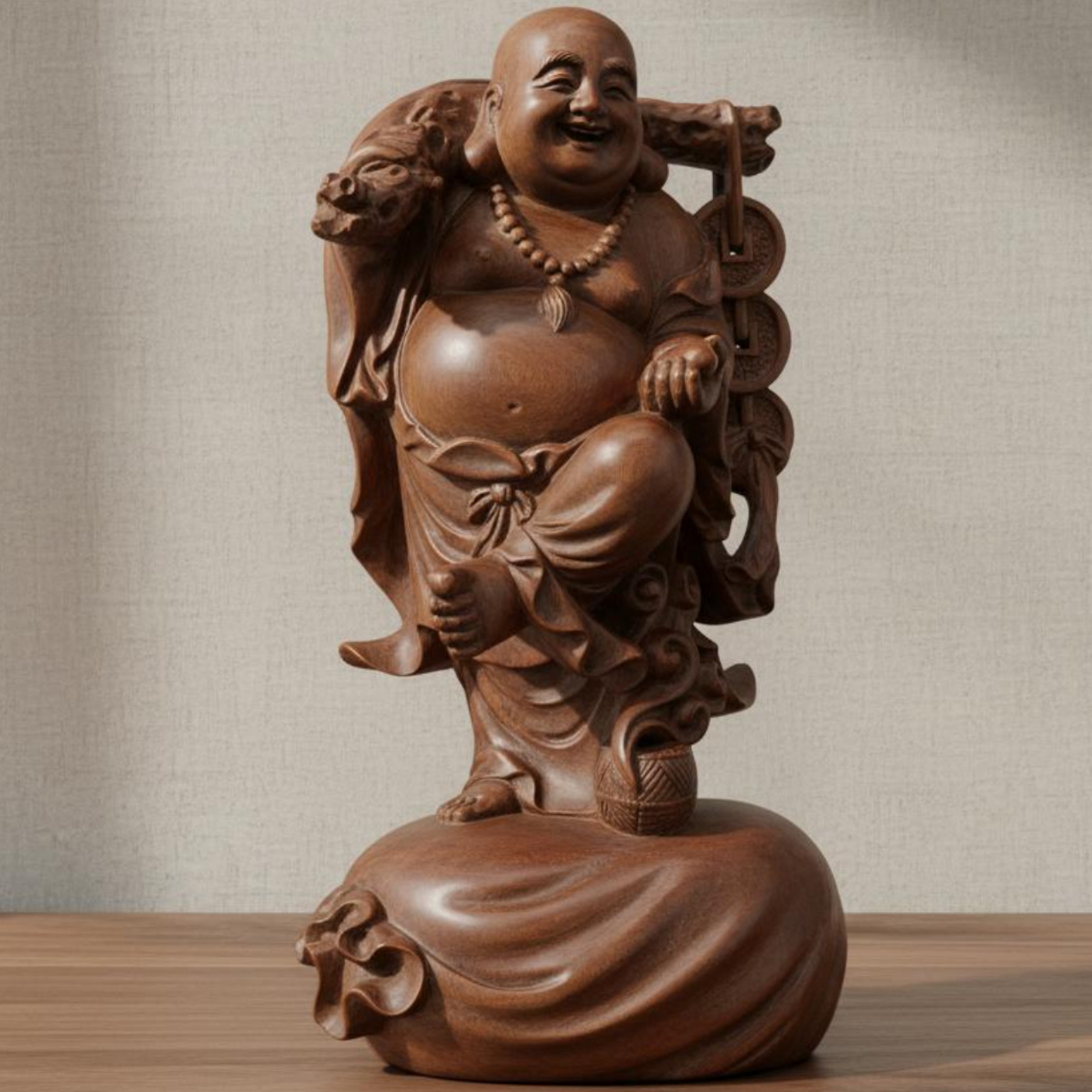 Vintage Collectibles & More Llc Photos - Maitreya Buddha Statue Detailed Boxwood Buddha