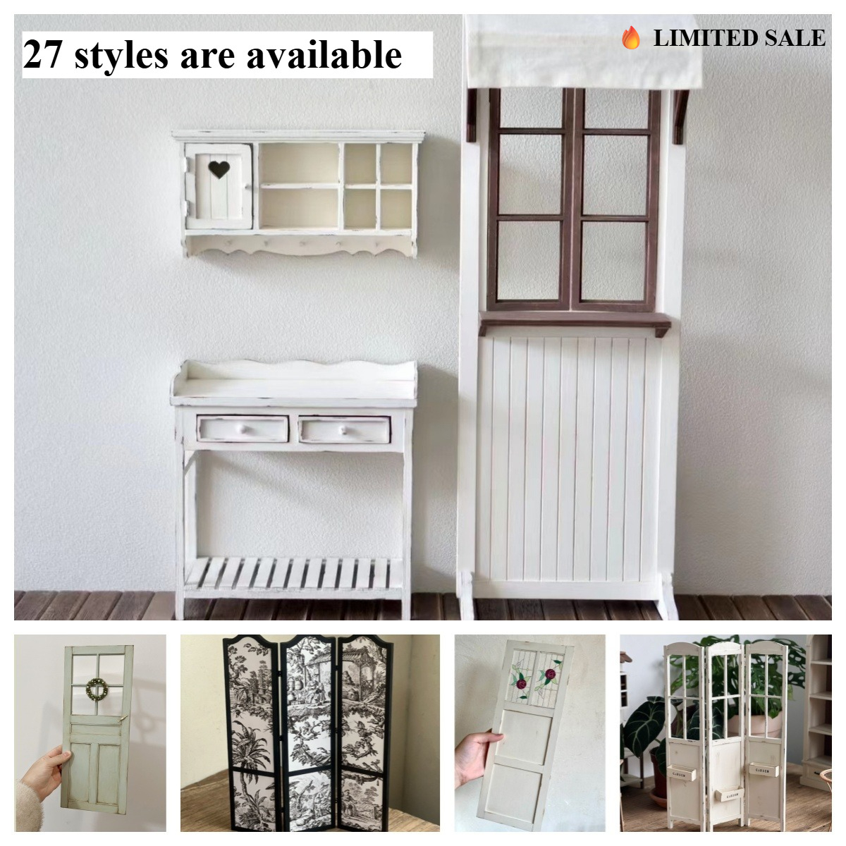 Vintage Toy Collector - Rustic Miniature Room Divider Screen Vintage