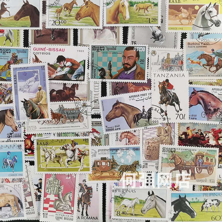100 Different Horse Stamps Non - Collectible Vintage Postage Stamps บทวิจารณ์และราคา